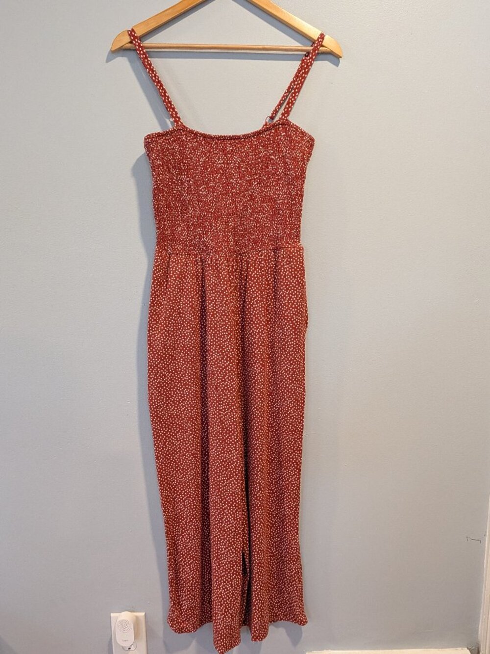 Old Navy orange with white polka romper jumpsuit three quarter pants